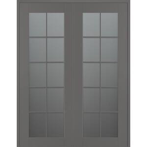Vona 10 Lite 60 in. x 80 in. Both Active 10-Lite Frosted Glass Gray Matte Wood Composite Double Prehung Interior Door