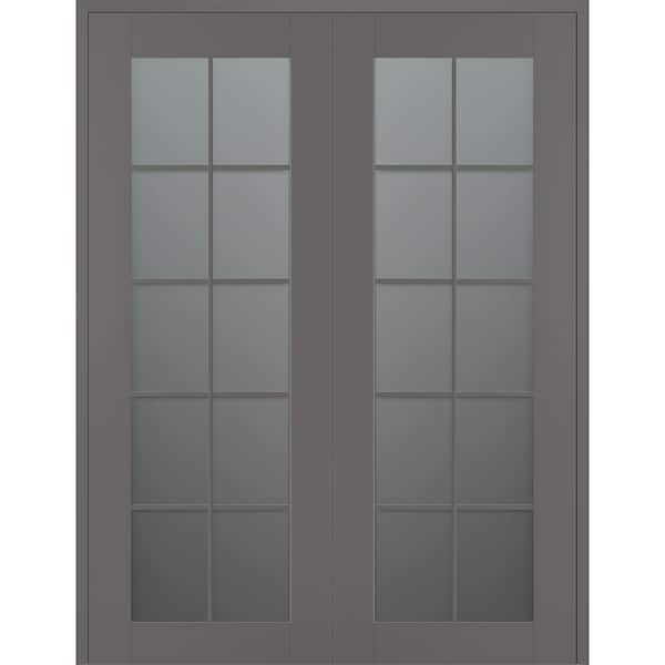 Belldinni Vona 10 Lite 60 in. x 80 in. Both Active 10-Lite Frosted Glass Gray Matte Wood Composite Double Prehung Interior Door