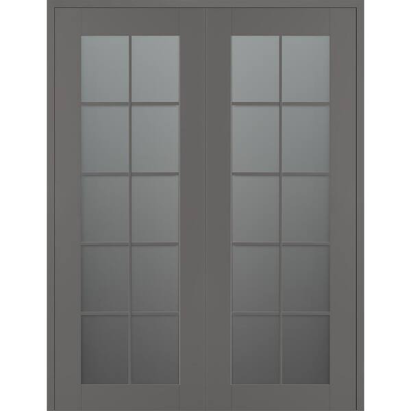 Belldinni Vona 10 Lite 72 in. x 96 in. Both Active 10-Lite Frosted Glass Gray Matte Wood Composite Double Prehung Interior Door