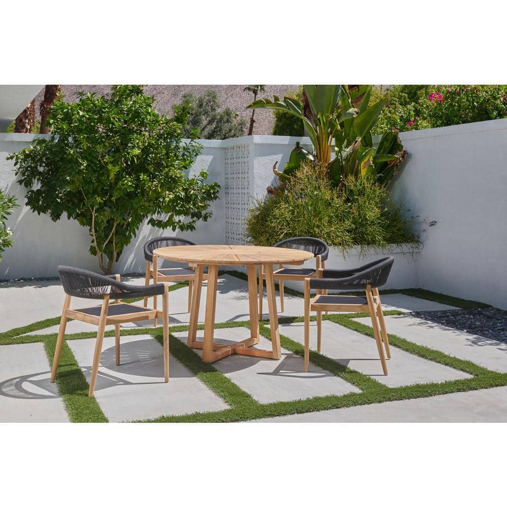 Plaisance 5-Piece Teak Round Outdoor Dining Set