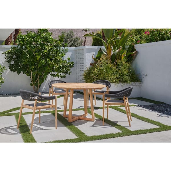 Unbranded Plaisance 5-Piece Teak Round Outdoor Dining Set
