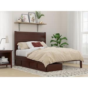 NoHo Walnut Full Solid Wood Storage Platform Bed with 2 Drawers