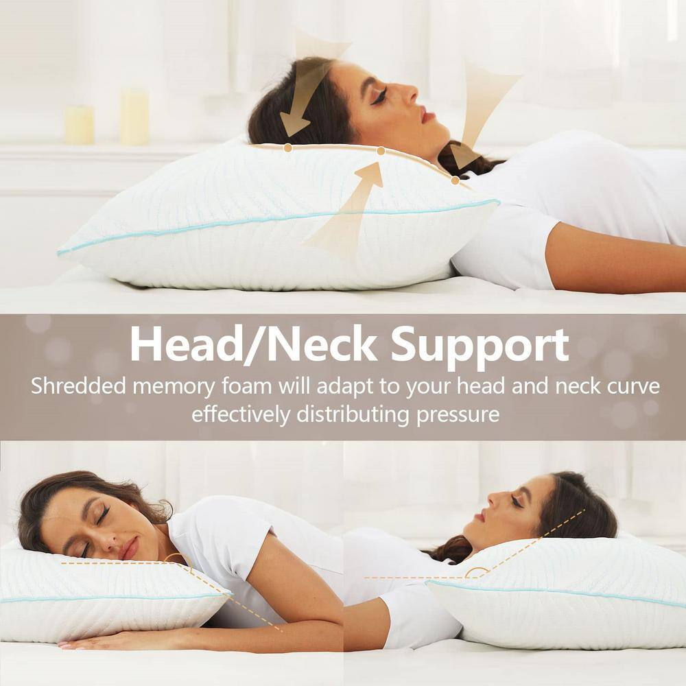 Queen Size Blue Cooling Memory Foam Sleeping Pillows Set