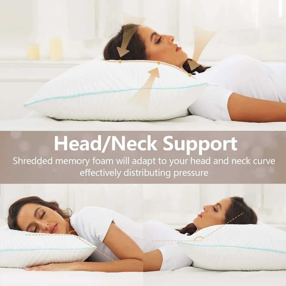 Standard Size Blue Cooling Memory Foam Sleeping Pillows Set