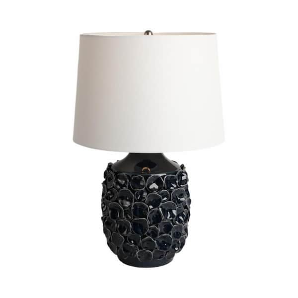 Liv & Skye 25 in. Navy Blue Ceramic Coastal Discs Table Lamp