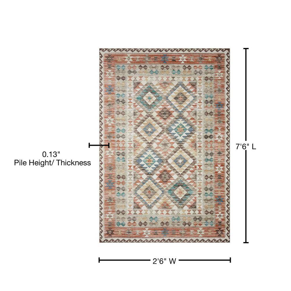 Zion Ivory Multi Southwestern-Inspired Low-Pile Runner Rug, 2'6" x 7'6"