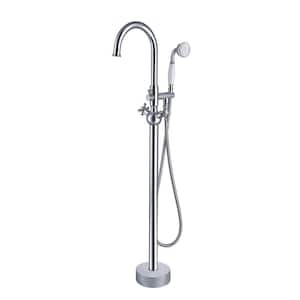 2-Handle Freestanding Tub Faucet with Hand Shower Head in Chrome