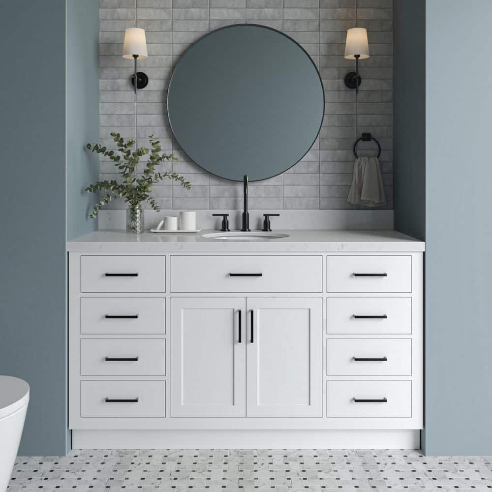 Hepburn 60 in. Single Sink Freestanding Bathroom Vanity in White with Carrara White Quartz Top price history on PriceWatchPro