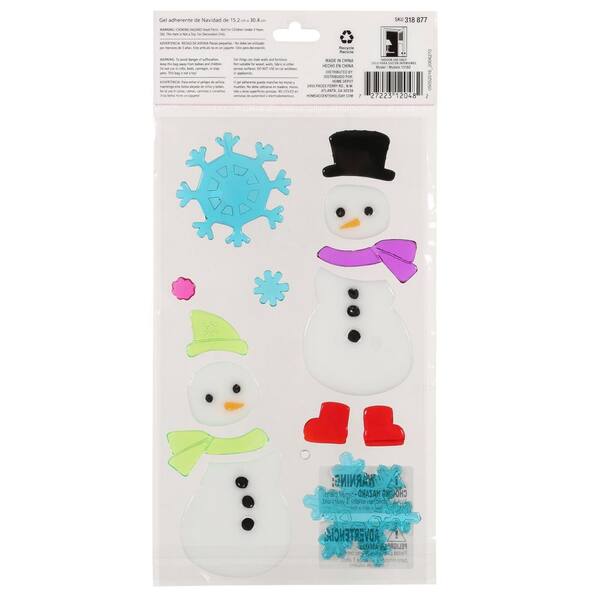 Holiday Time Window Gel Clings Holiday Decorations Winter Snow Party Time NEW 