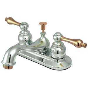 Restoration 4 in. Centerset 2-Handle Bathroom Faucet in Chrome and Polished Brass