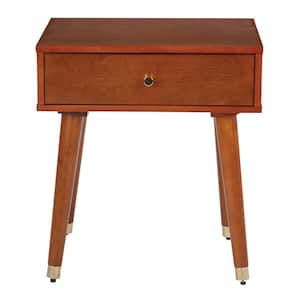 Cupertino Light Walnut Side Table with Drawer
