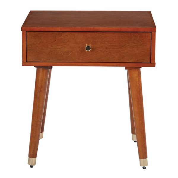 OSP Home Furnishings Cupertino Light Walnut Side Table with Drawer
