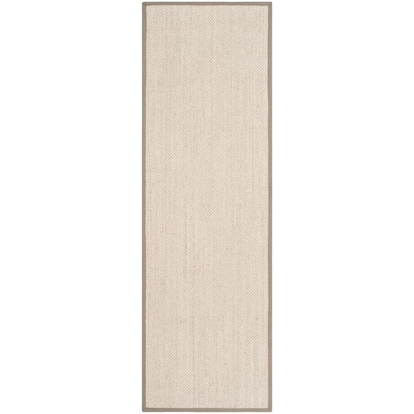 SAFAVIEH Natural Fiber Marble/Khaki 3 ft. x 6 ft. Woven Border Runner Rug