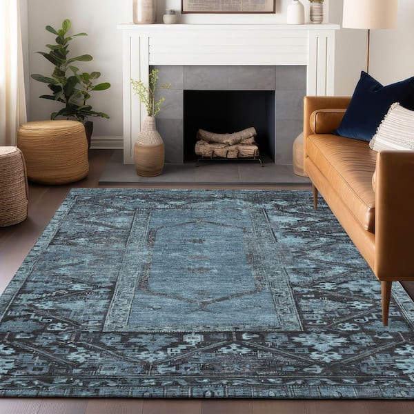 Chantille Machine Washable Indoor/Outdoor Abstract ACN1727 Blue 9 ft. x 12 ft. Area Rug