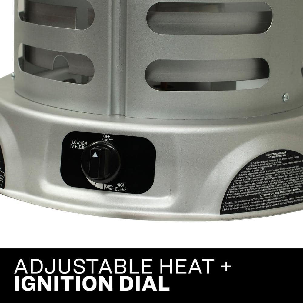 Gray Propane Convection Heater with Thermostat and Automatic Shut-off