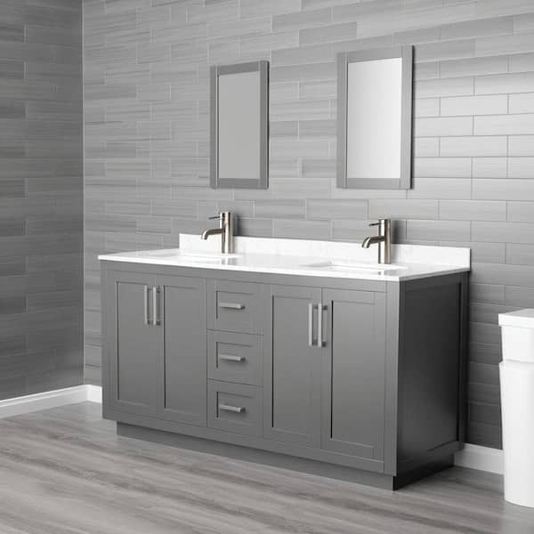 Miranda 66 in. W x 22 in. D x 33.75 in. H Double Bath Vanity in Dark Gray with Carrara Cultured Marble Top