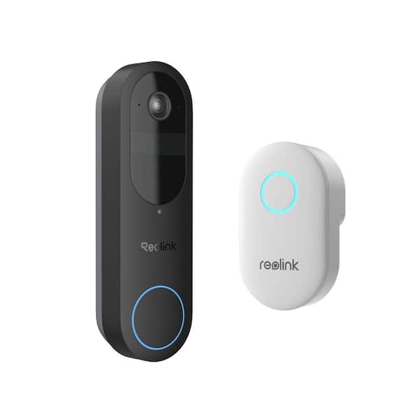 Smart Video Doorbell 2K 4MP Battery Operated Wireless Wi-Fi with Chime - Black