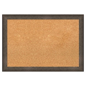 Dappled Light Bronze Narrow Wood Framed Natural Corkboard 27 in. x 19 in. Bulletin Board Memo Board