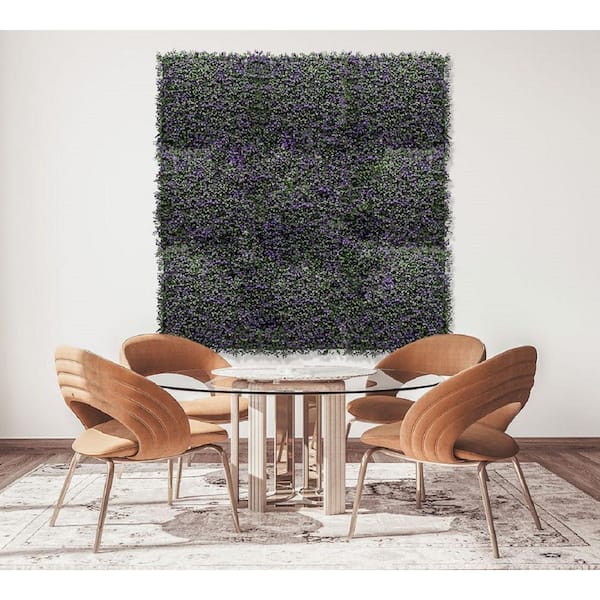 GREENLINE ARTIFICIAL GRASS 20 in. x 20 in. Flowering Star Premium Artificial Hedge Greenery Panels (12-Piece)