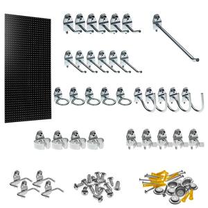 1/4 in. Custom Painted Black Pegboard Wall Organizer with 36-Piece Locking Hooks