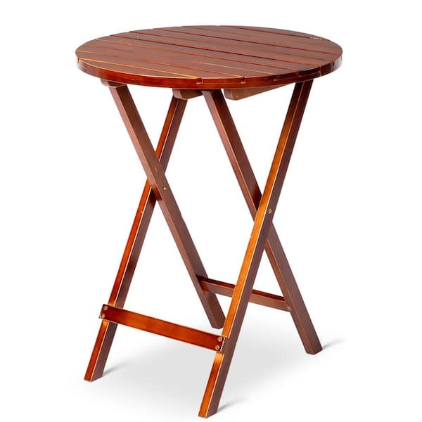 24. in Brown Round Patio Folding Wood Table