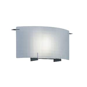 Moderne 14.25 in. 1-Light Chrome Contemporary Transitional Wall Sconce with Frosted Glass Shade