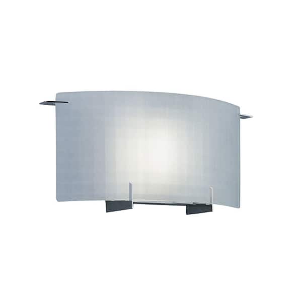 Designers Fountain Moderne 14.25 in. 1-Light Chrome Contemporary Transitional Wall Sconce with Frosted Glass Shade