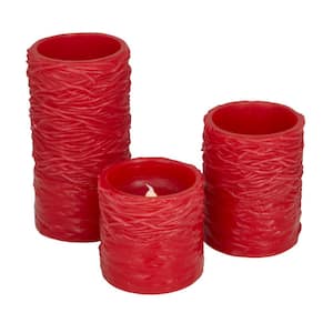 Red Flameless Candle with Remote Control (Set of 3)