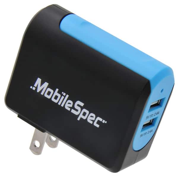 MobileSpec AC Dual 2.4 Amp and 2.4 Amp in Black/Blue MBS01202 - The