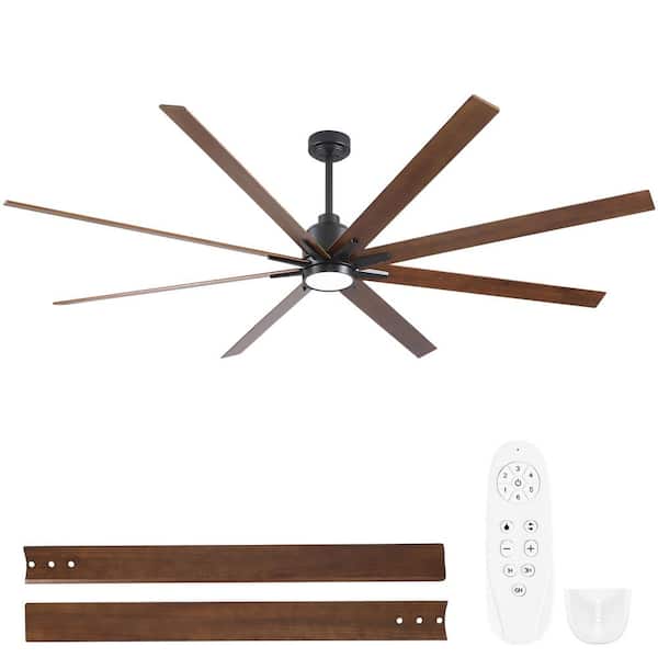 Hushine 84 in. Indoor Matte Black Standard Ceiling Fan with Light, Remote Control Included and Dark Wood Blades