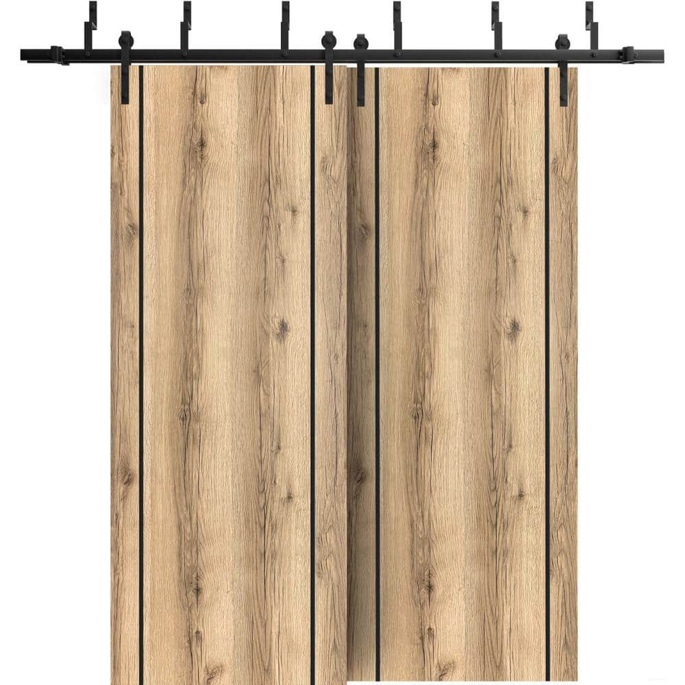 48 in. x 96 in. 2 Panel Oak Solid Wood with Honeycomb Sliding Barn Door with Hardware Kit price history on PriceWatchPro