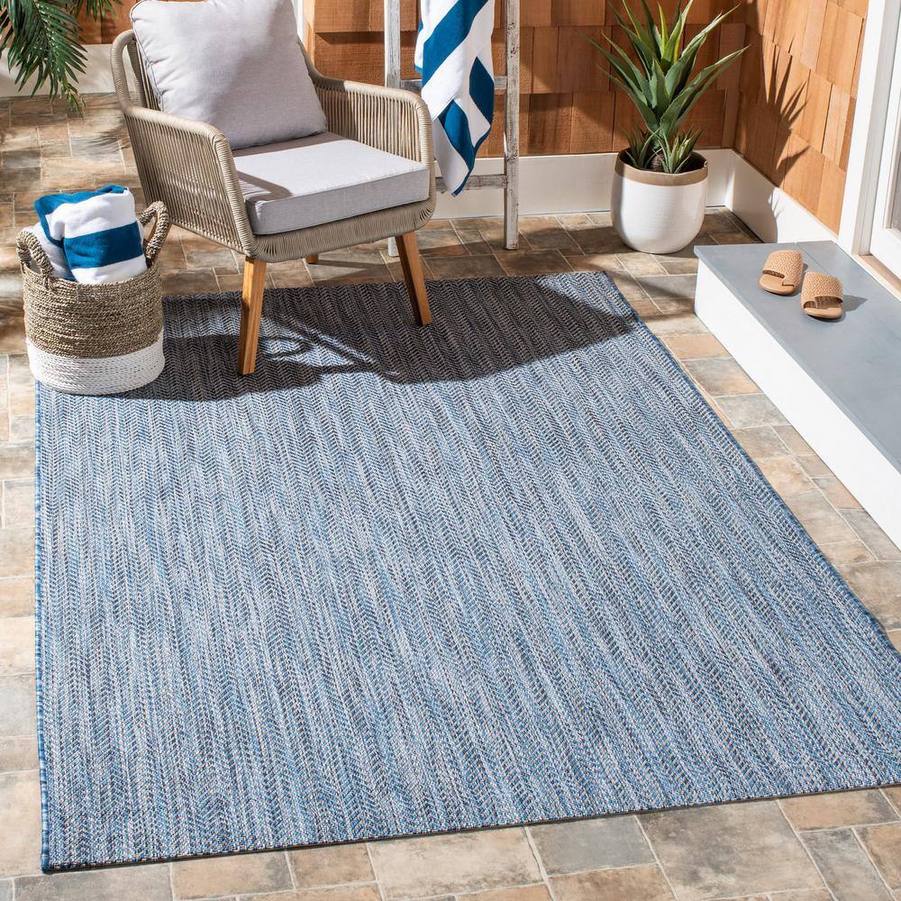 Modern Gray Rectangular Easy-Care Outdoor Area Rug 31in x 4in
