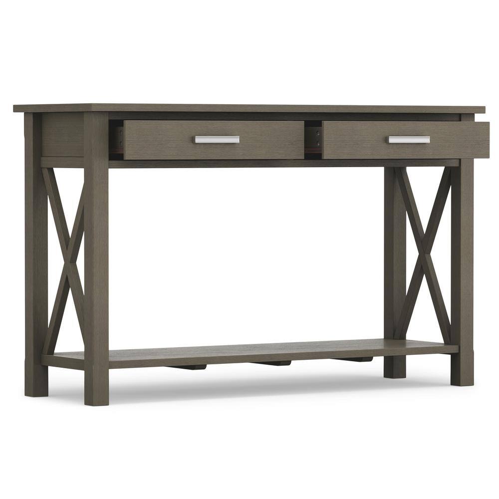 Contemporary Farmhouse Gray Wood Console Table with Storage