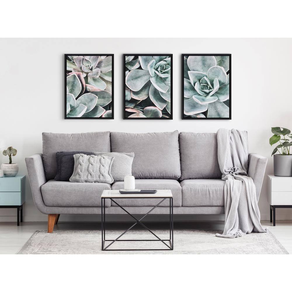 Botanical Succulent Plants Framed Canvas Wall Art Set for Nursery