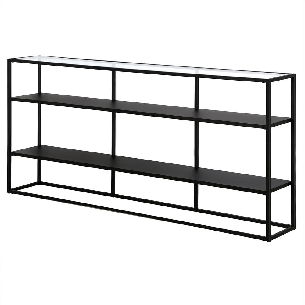 Fallon 64'' Blackened Bronze Glass and Metal Console Table