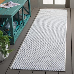 Sisal All-Weather Blue/Ivory 2 ft. x 8 ft. Solid Woven Indoor/Outdoor Runner Rug