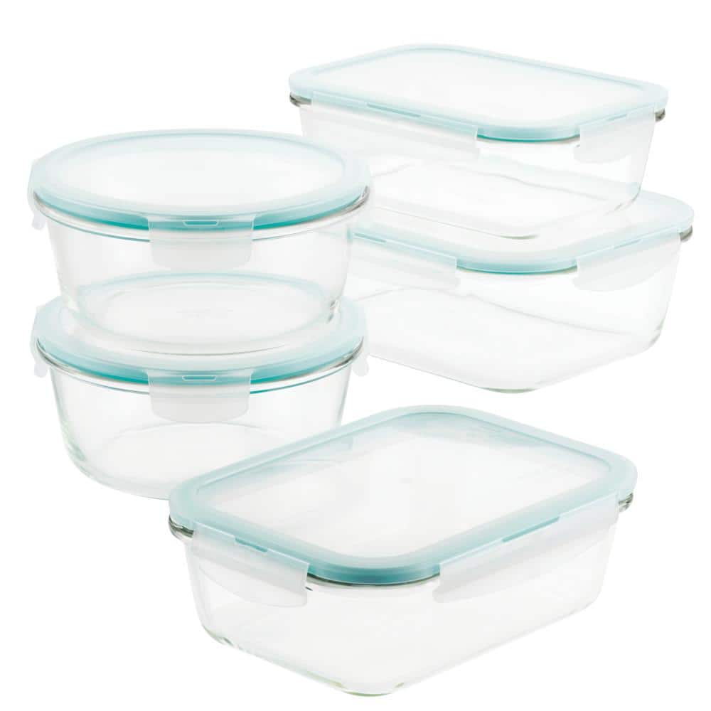 Glasslock Duo 5-Piece Clear Glass Microwave Safe Divided Food Storage  Containers Set Duo 5 Piece - The Home Depot