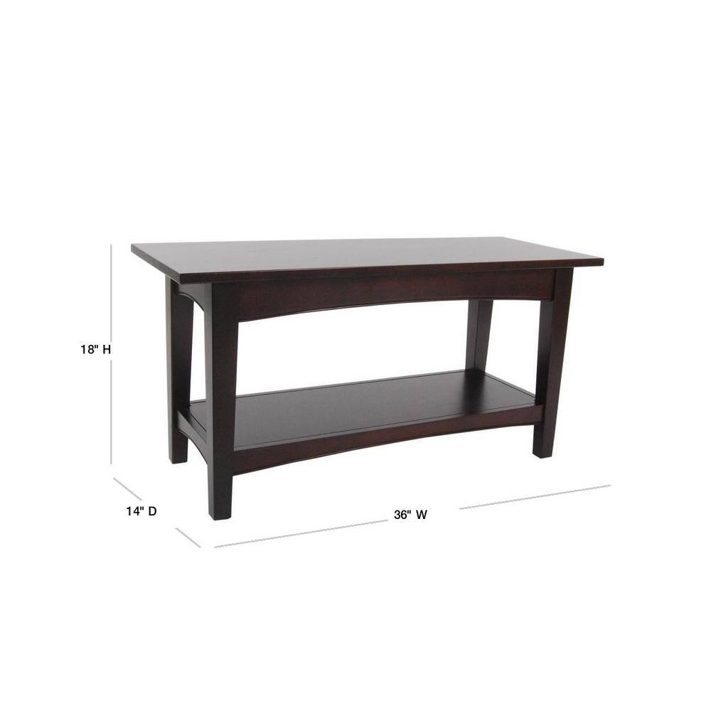 Espresso Shaker Cottage Bench with Storage Shelf