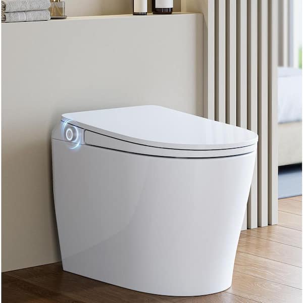 Elongated Smart Toilet 1.1 GPF in White with Heated Seat, Auto Flush, Build-in Tank, Pump and Night Light