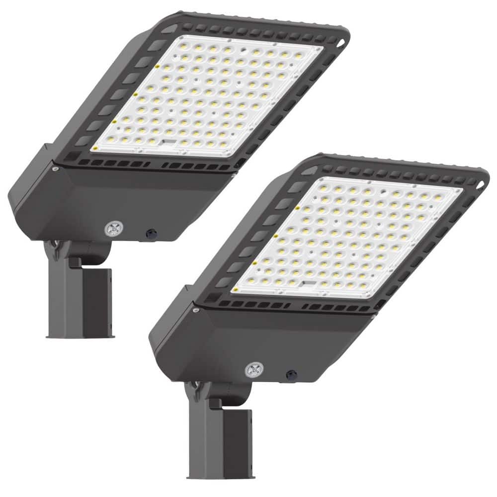 Outdoor Integrated LED Bronze 300-Watt Slip Fitter Parking Lot Area Flood Light 5000K 39000 Lumens Photocell (2-Pack) price history on PriceWatchPro
