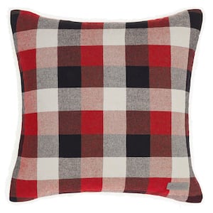 Ashwood Plaid Red 1-Piece 20 in. x 20 in. Cotton Blend Throw Pillow