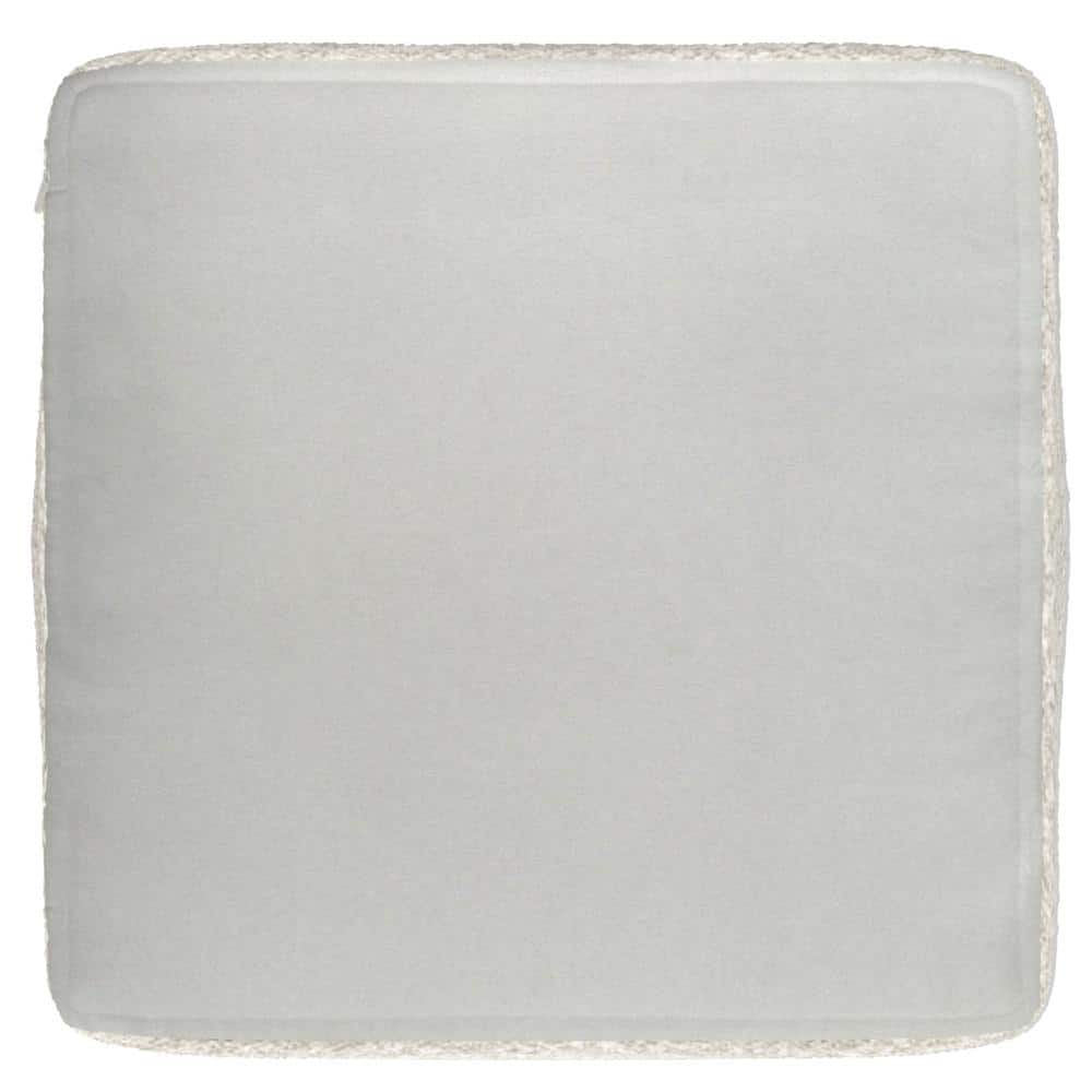 Ivory Boucle Square Pouf with Polystyrene Filling