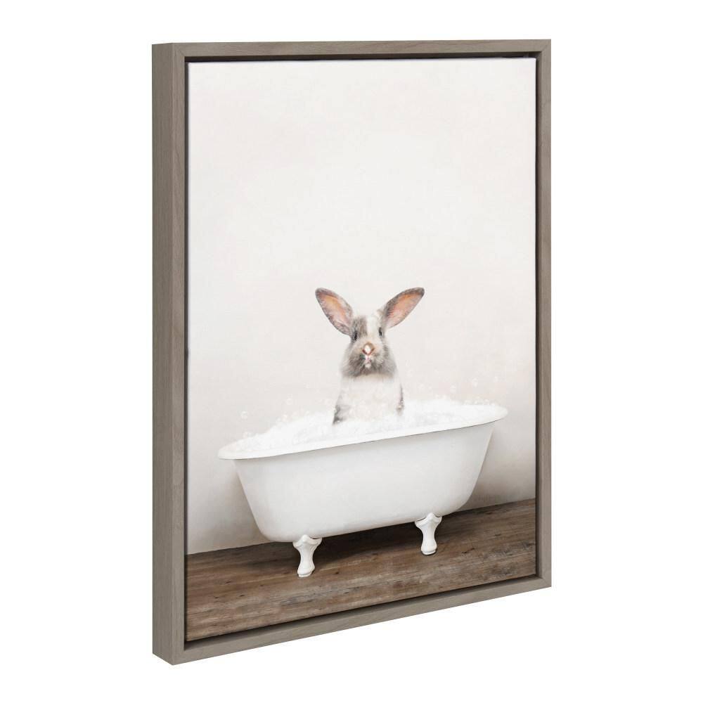 "Sylvie ""Bunny in Rustic Bath"" by Amy Peterson Art Studio Gray Framed Art Print 18 in. x 24 in." price history on PriceWatchPro