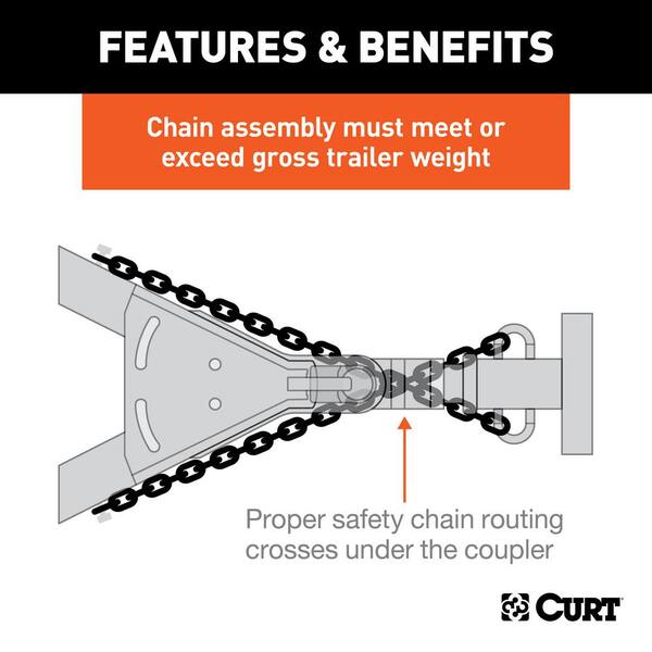 CURT 60 Safety Chains with 2 Snap Hooks Each (5,000 lbs., Vinyl-Coated,  2-Pack) 19749 - The Home Depot