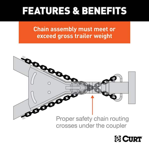 CURT 35 Safety Chain with 1 Clevis Hook (18,800 lbs., Yellow Zinc) 80304 -  The Home Depot