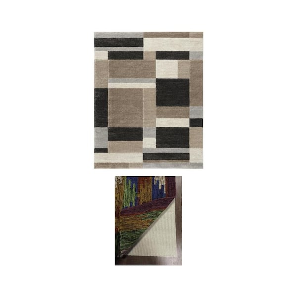 Bazaar Multi-Colored Geometric Area Rug - 8 ft. x 10 ft. with Deluxe 8 ft. x 10 ft. Rug Gripper Pad