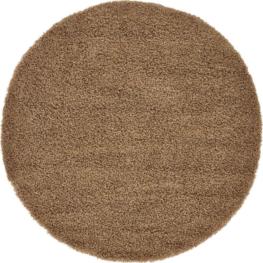 Solid Shag Sandy Brown 6 ft. Round Area Rug price history on PriceWatchPro