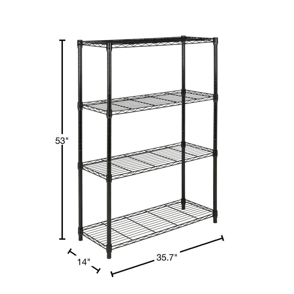 Adjustable 37'' Black Wire Utility Shelving Unit