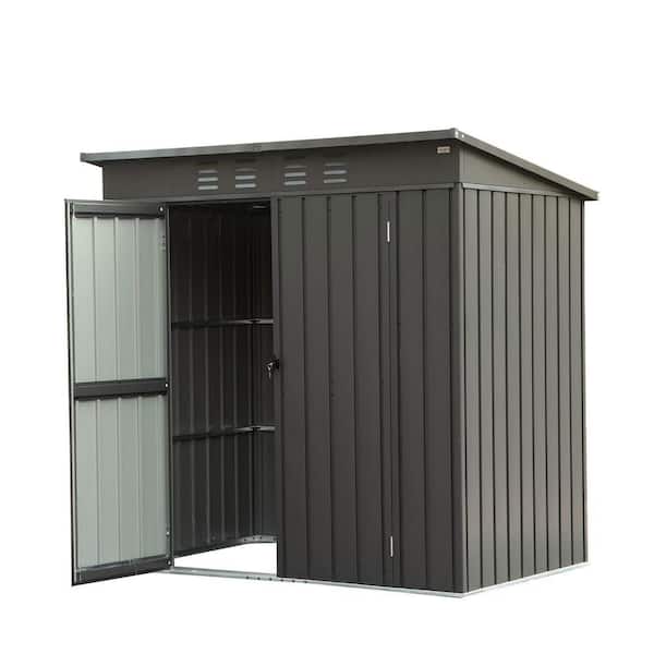 5 ft. W x 3 ft. D Garden Metal Rainproof Shed with Latches, Lockable Door and Vents, Dark Gray (15 sq. ft.)