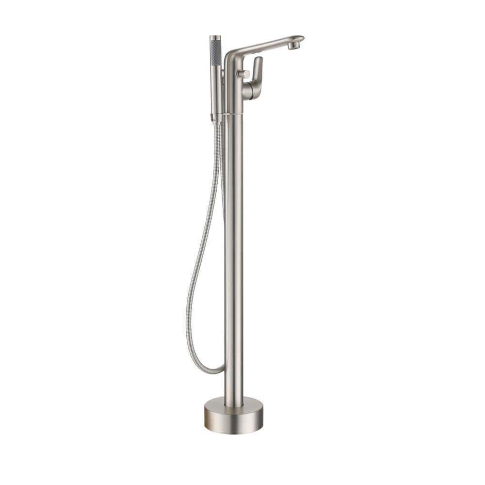 Brushed Nickel Freestanding Bathtub Faucet with Handshower